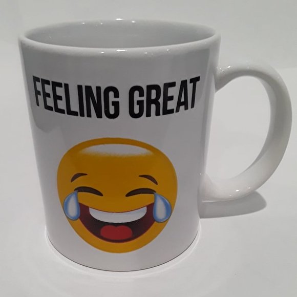 FEELING GREAT #YOLO EMOJI COFFEE MUG - HOLDS 8 OUNCES - AUTHENTIC FROM MSRF, INC - Picture 1 of 3